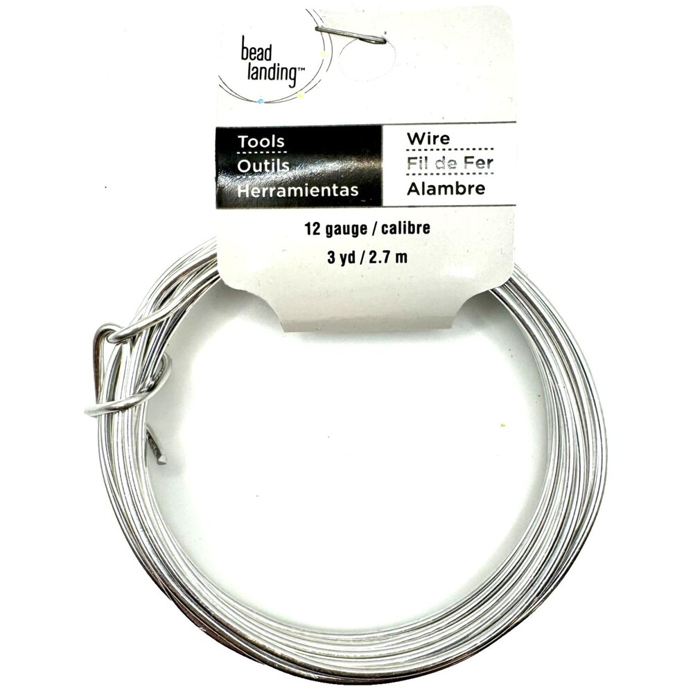 NEW PACK BEAD LANDING 12 GAUGE ALUMINUM WIRE SILVER COLOR 3 YARDS Tools Wire Art